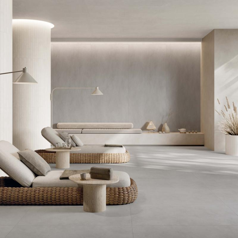 Baldosa de gres porcelánico efecto resina, gris, 120x120 cm - CS25080