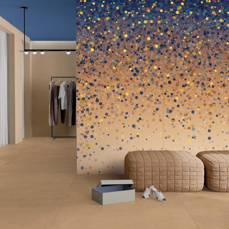 Baldosa de gres porcelánico efecto resina, naranja, 120x120 cm - CS25087
