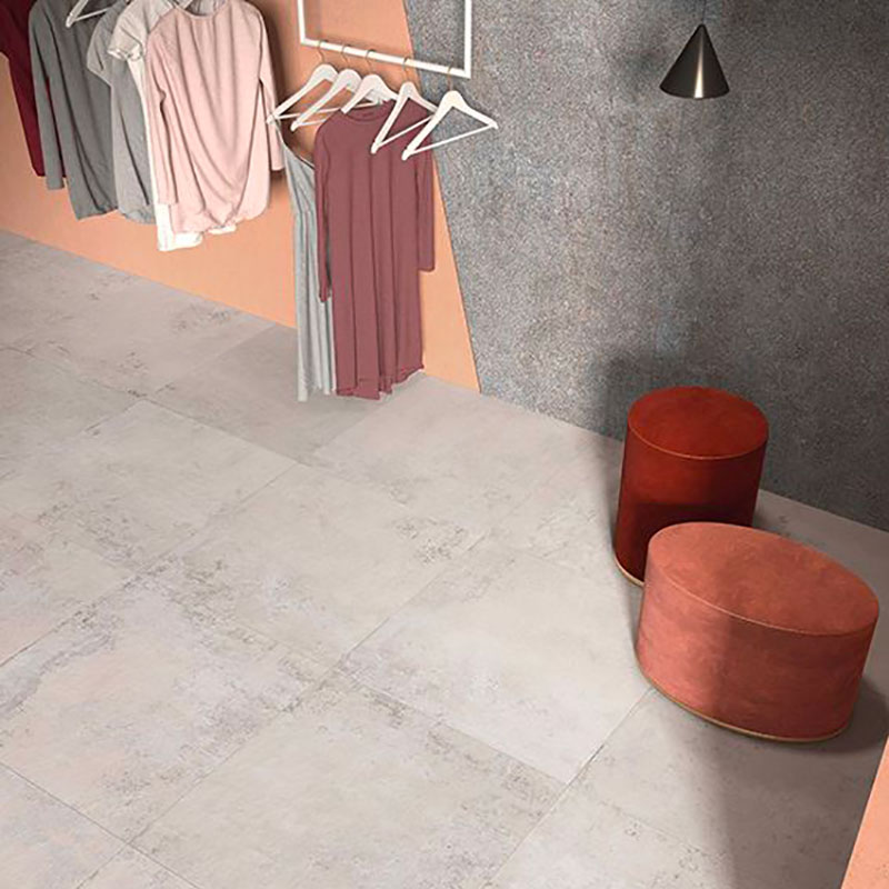 Baldosa de gres porcelánico efecto cemento industrial moderno, marfil, 120x120 cm - CS25070
