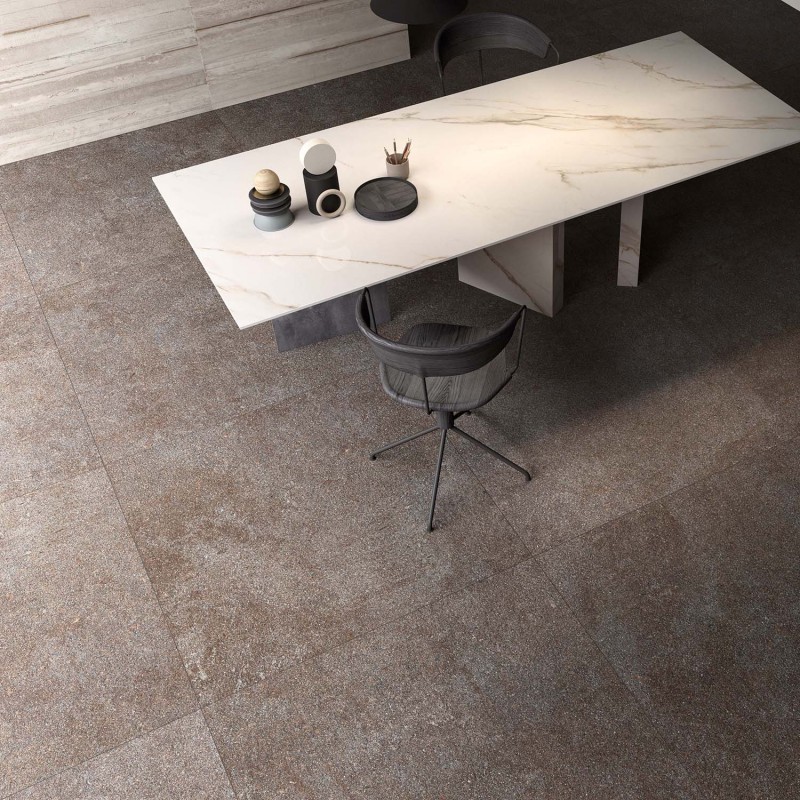 Pavimento de gres porcelánico efecto piedra de grano fino, marrón, 30x60 cm - CS25030
