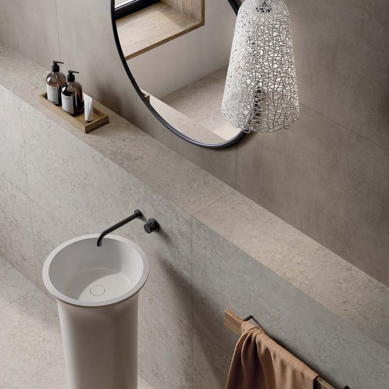 Pavimento de gres porcelánico efecto piedra Premium, gris, 120x120 cm - CS25090