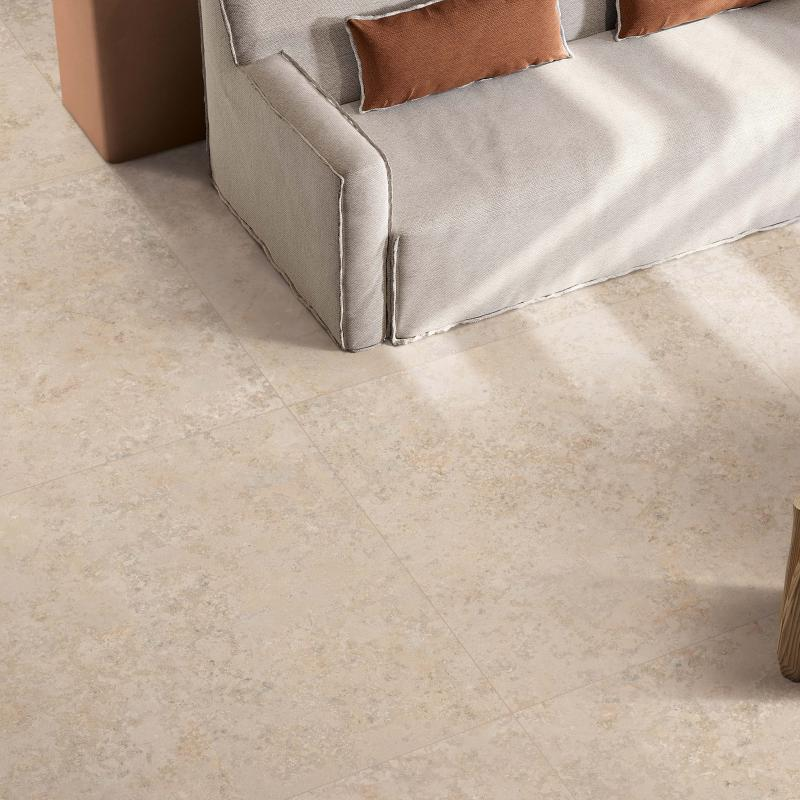 Pavimento de gres porcelánico efecto piedra Premium, beige, 120x120 cm - CS25091