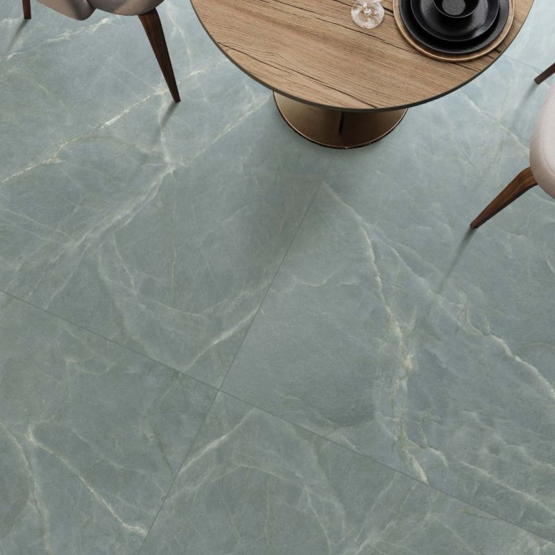 Pavimento de gres porcelánico efecto mármol, verde, mate, 120x120 cm - CS25098