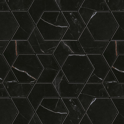Mosaico Atlas Concorde Marvel Dream Black Atlantis Hex Lapp. 25.4X29.6 - AOV1
