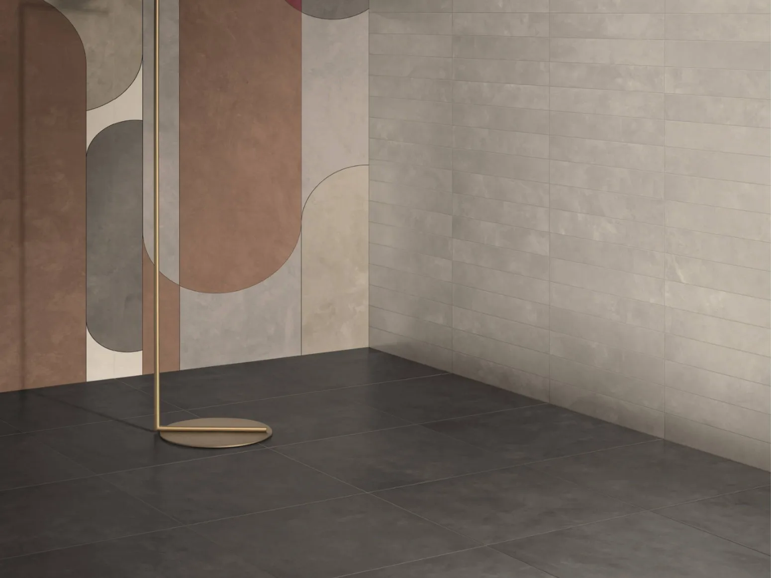 Baldosa de gres porcelánico efecto cemento-resina, negra, 60x120 cm - CS25025