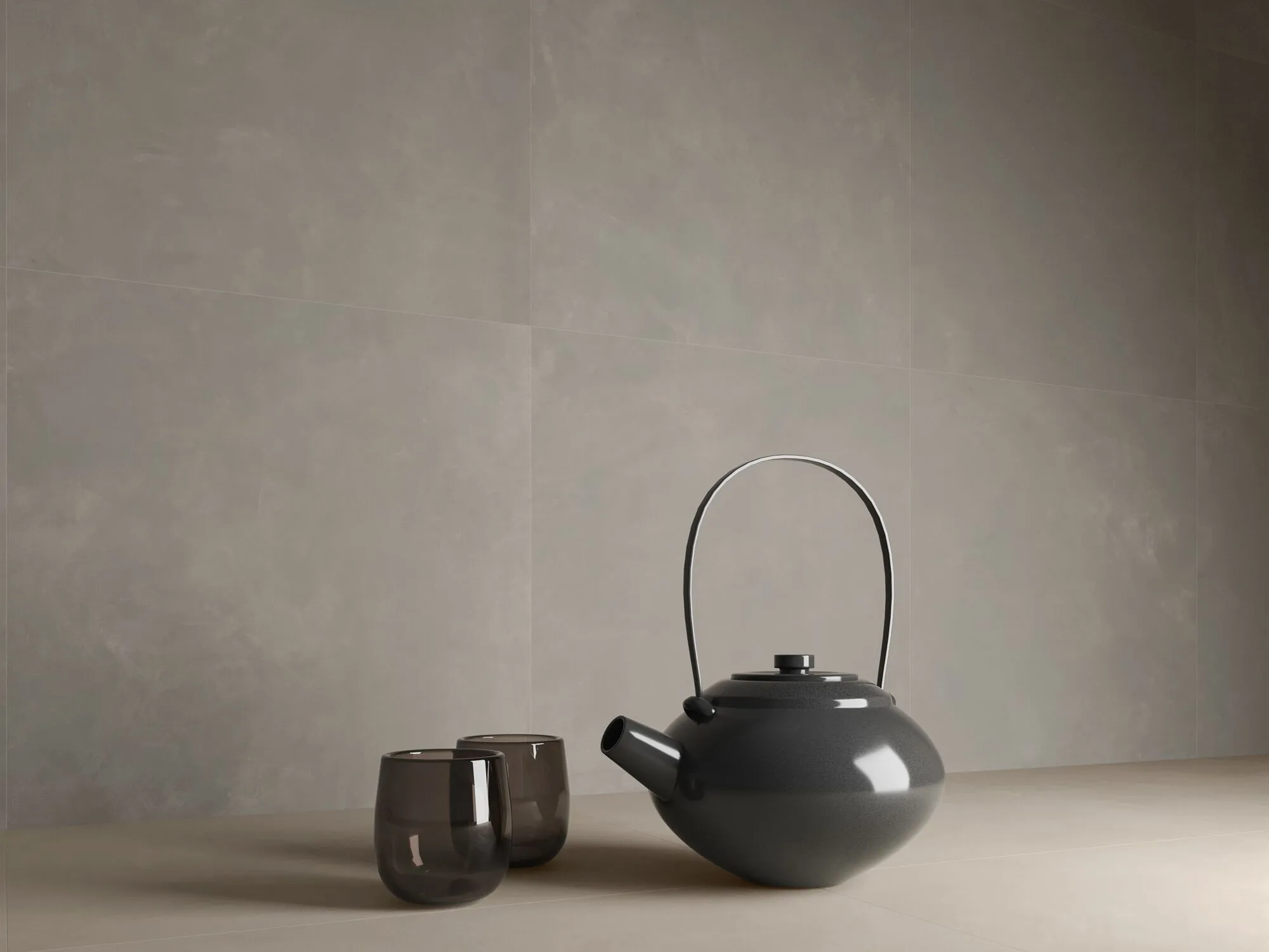 Baldosa de gres porcelánico efecto cemento-resina, topo oscuro, 60x120 cm - CS25017