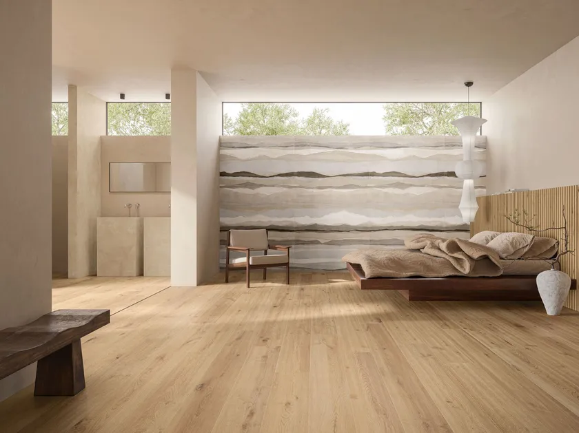 Pavimento de gres porcelánico efecto madera de nogal natural, 20x120 cm - CS25013