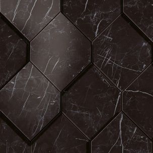 Mosaico Atlas Concorde Marvel Stone Nero Marquina Esagono 3D 28.2X35.3 - AS4B