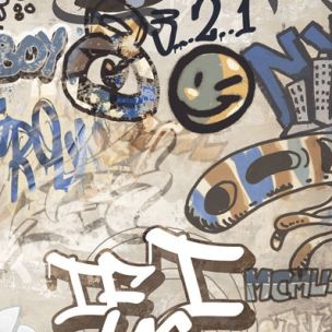 Revestimiento de gres porcelánico decorado con Graffiti Beige Rt 60x120 - EGBE1708
