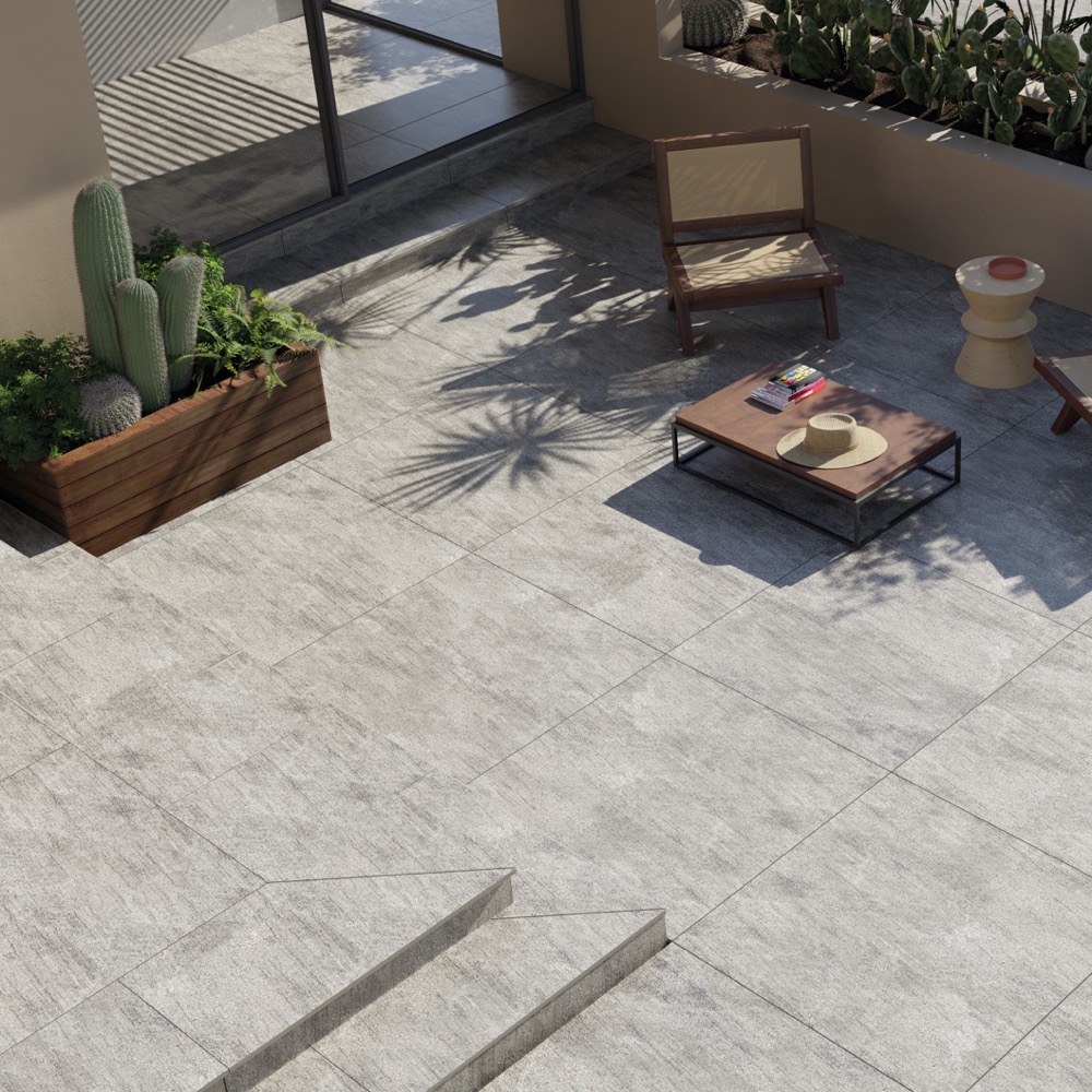 Gres Porcelánico Efecto Piedra Basaltina Gris 20mm R11 Rt 60x120 - EBGY1572