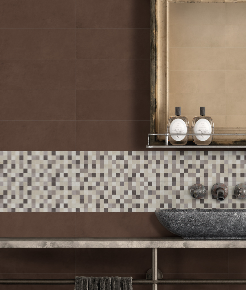 Revestimiento de gres porcelánico efecto cemento limpio multicolor mate 20x50 - ECDQ1688