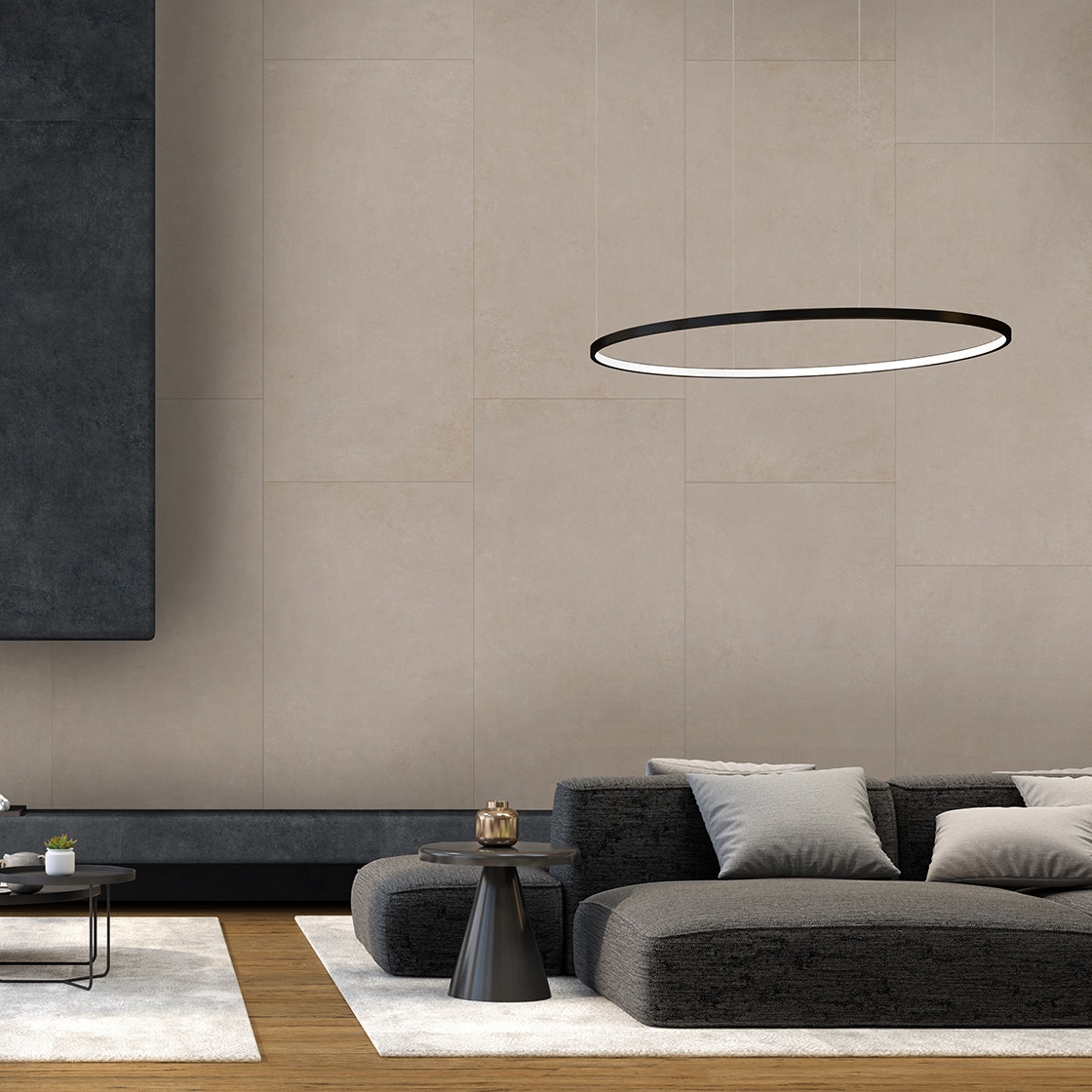 Porcelánico moderno efecto cemento Marfil 60X120 - Ecme394