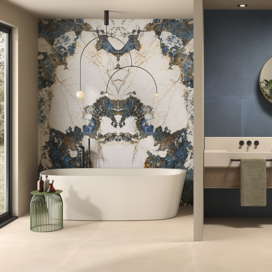 Azulejo Porcelánico Efecto Mármol Cristal Azul Mate 60X120 - Ecrs198