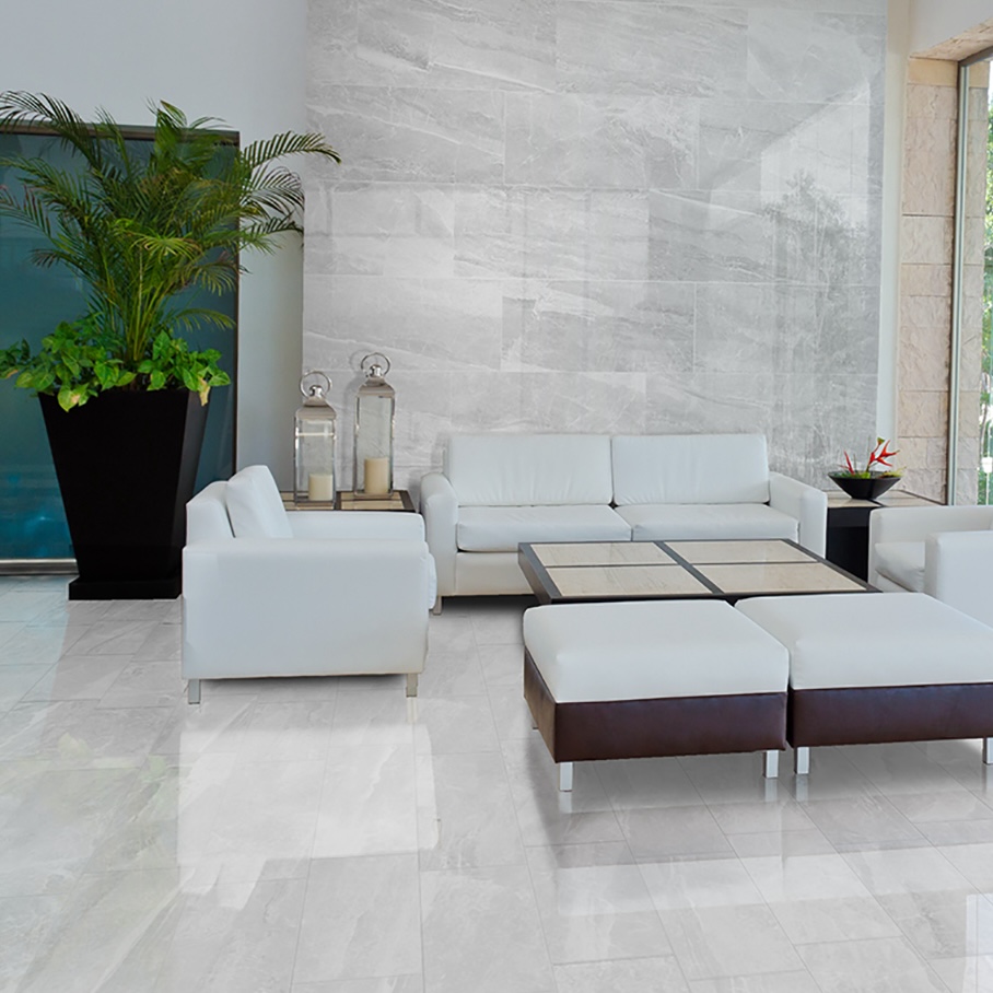Porcelánico blanco pulido efecto mármol refinado 60X120 - Ecwe802