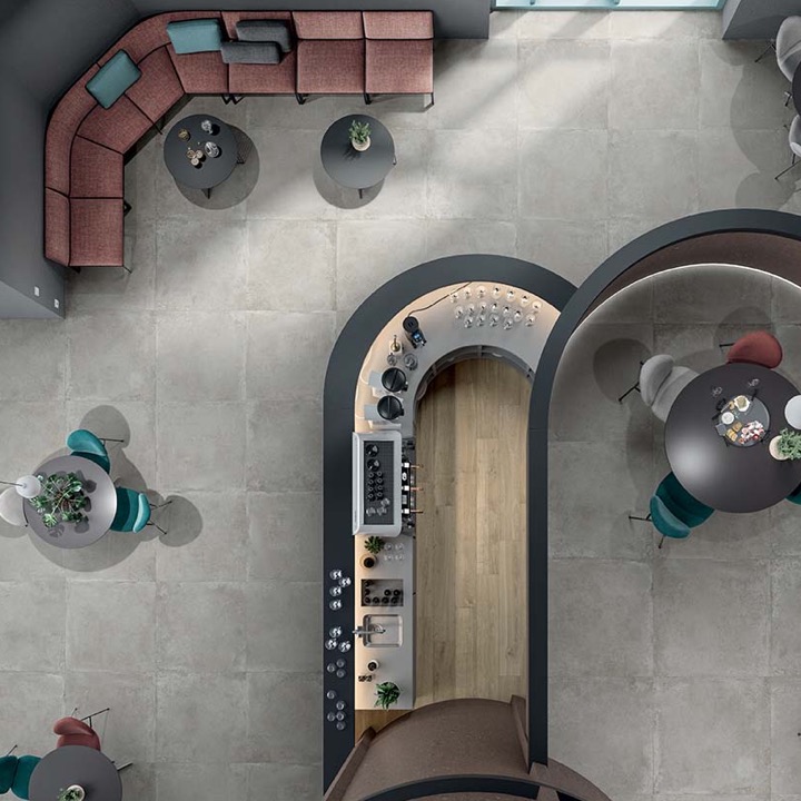 Pavimento de gres porcelánico efecto cemento industrial, gris, 100x100 cm - CS25106