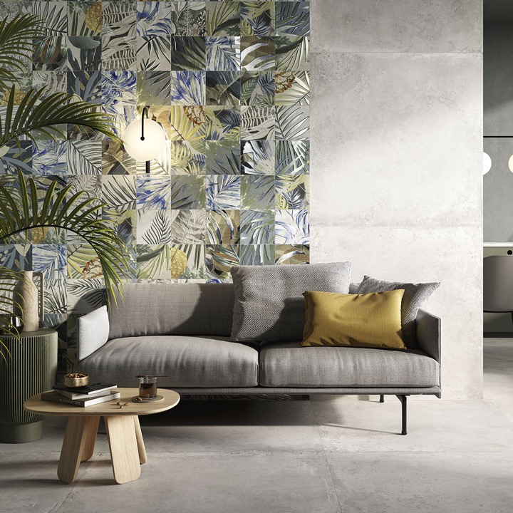 Pavimento de gres porcelánico efecto cemento industrial, blanco, 100x100 cm - CS25110