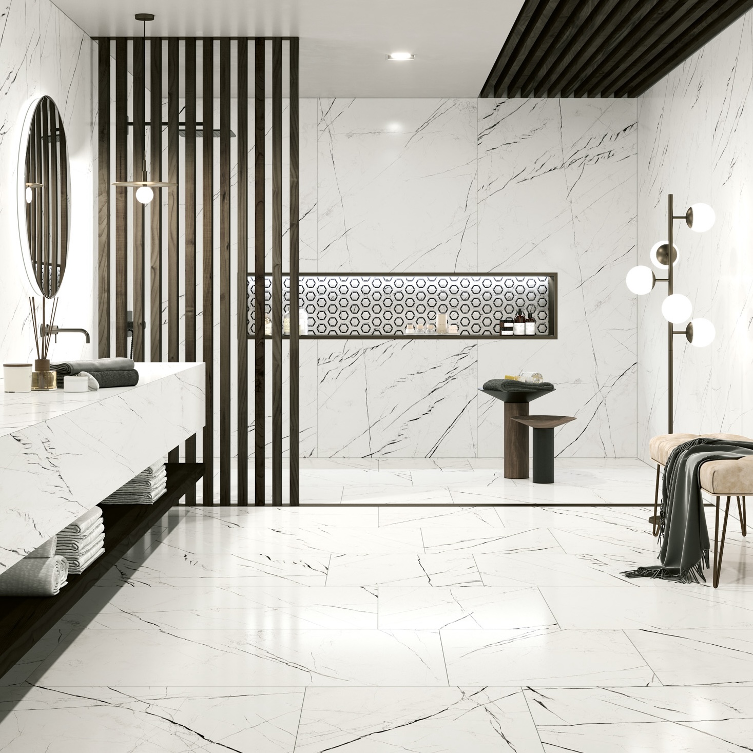 Porcelánico Efecto Mármol Marquina Blanco Pulido 60X120 - Emaa125