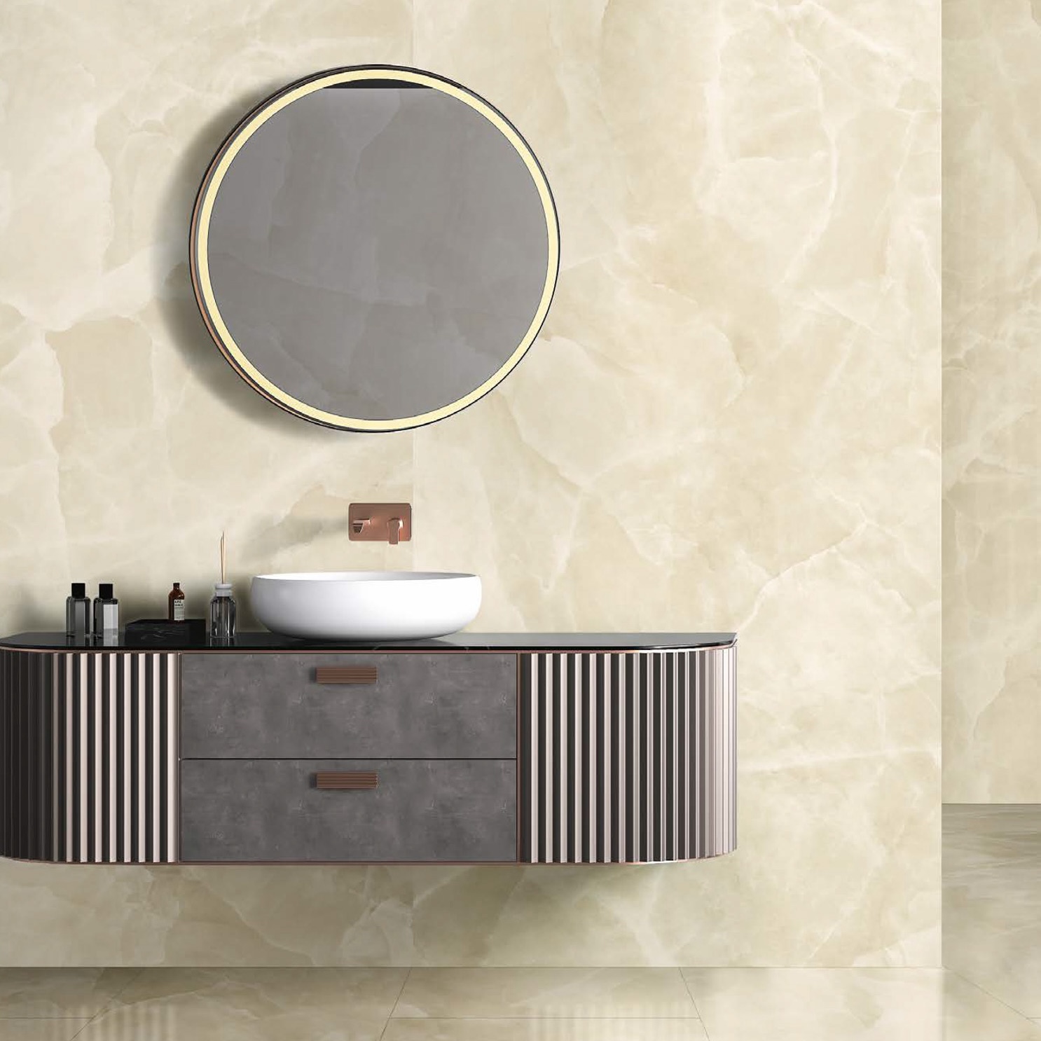 Porcelánico Efecto Mármol Ónix Beige Pulido 120X120 - Eoxi855