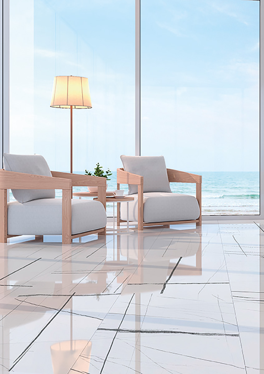 Porcelánico moderno blanco pulido efecto mármol 120X120 - Esnw932