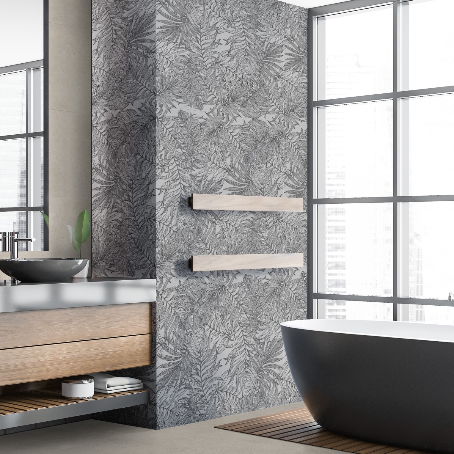 Azulejo Revestimiento Gris Decorado Gres Porcelánico 60X120 - EWTP1495