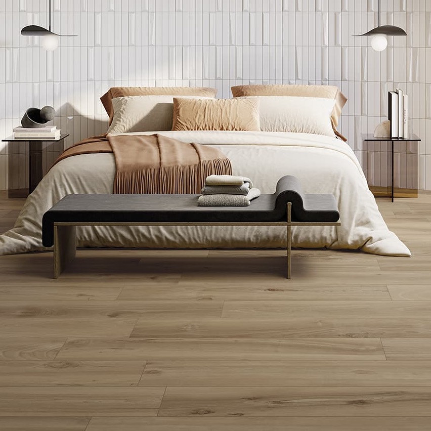 Listón de gres porcelánico efecto madera, nogal, 20x120 cm - CS25103